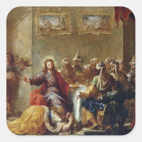 Christ in the House of Simon the Pharisee 1660 Square Sticker