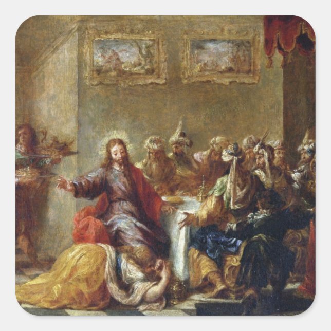 Christ in the House of Simon the Pharisee, 1660 Square Sticker (Front)