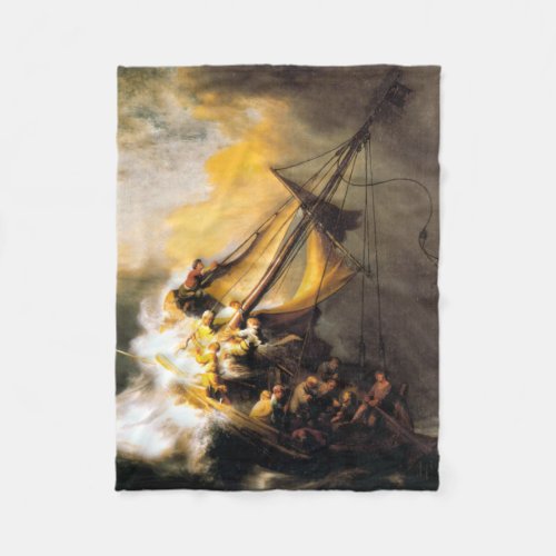 Christ in the Storm on Sea of Galilee_ Rembrandt Fleece Blanket