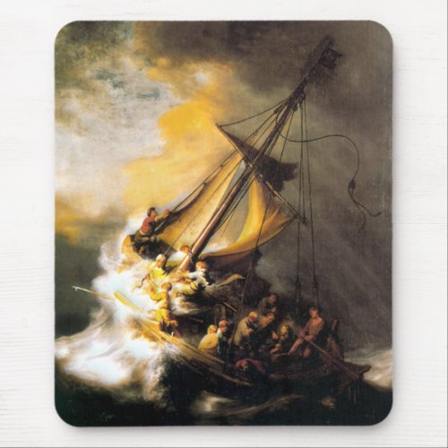 Christ in the Storm on Sea of Galilee_ Rembrandt Mouse Pad