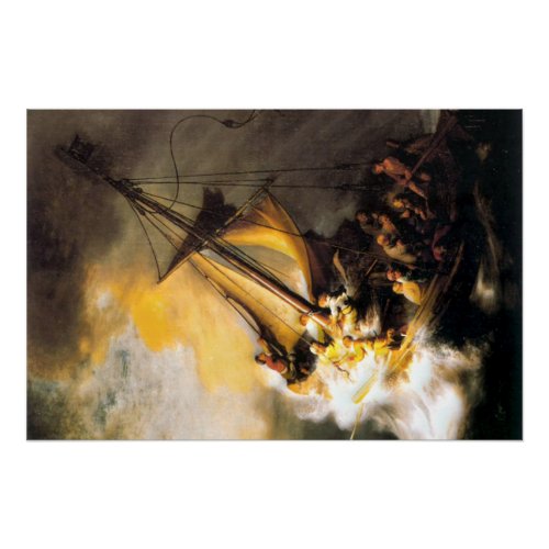 Christ in the Storm on Sea of Galilee_ Rembrandt Poster