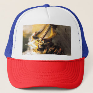 Christ in the Storm on Sea of Galilee- Rembrandt Trucker Hat
