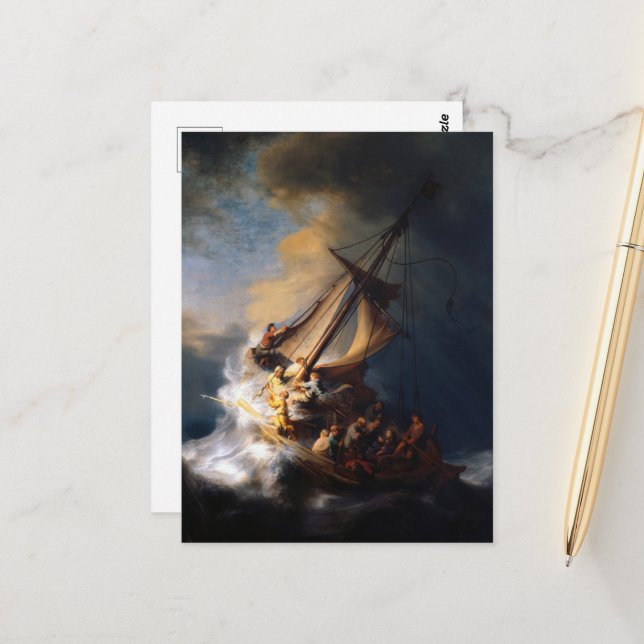 Christ in the Storm on the Sea of Galilee Postcard (Front/Back In Situ)