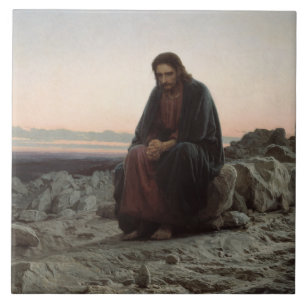 Christ in the Wilderness (by Ivan Kramskoi) Ceramic Tile