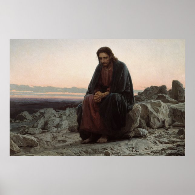 Christ in the Wilderness (by Ivan Kramskoi) Poster (Front)