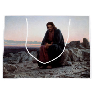Christ in the Wilderness, Ivan Kramskoi Large Gift Bag