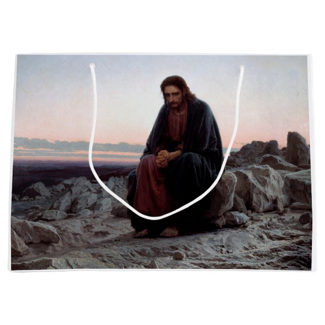 Christ in the Wilderness, Ivan Kramskoi Large Gift Bag (Front)