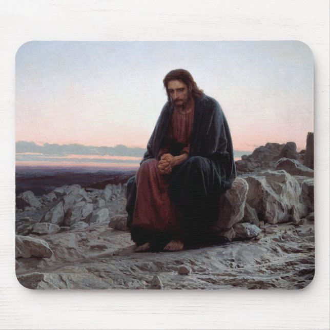 Christ in the Wilderness, Ivan Kramskoi Mouse Pad (Front)