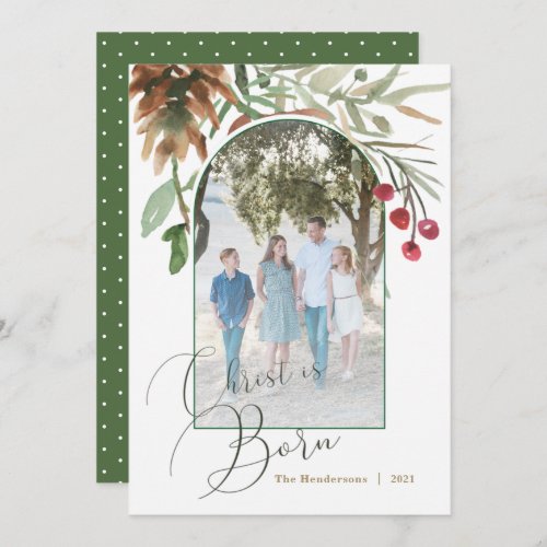 Christ is Born Christmas Watercolor Photo Card