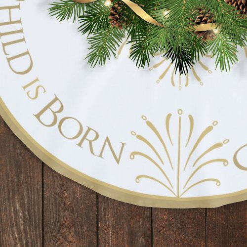 Christ is Born Christmas  WhiteGold  Brushed Polyester Tree Skirt