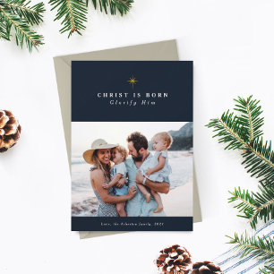 Christ is Born Glorify Him religious Christmas Holiday Card