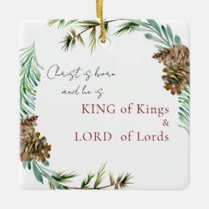 Christ is Born King of Kings Custom Christmas Ceramic Ornament