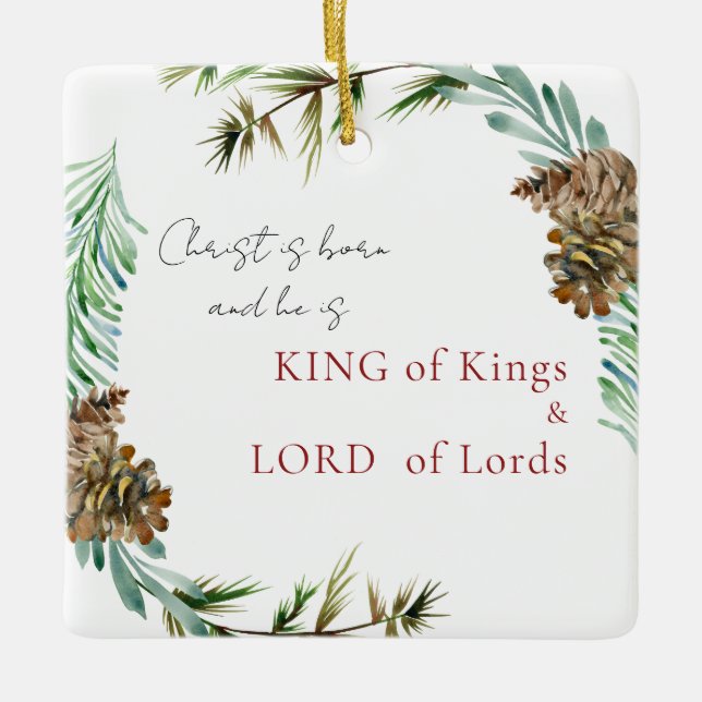 Christ is Born King of Kings Custom Christmas Ceramic Ornament (Front)