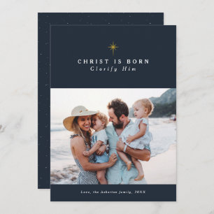 Christ is Born religious Christmas collage Holiday Card