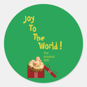 Christ is born! The gift is given! on a Classic Round Sticker