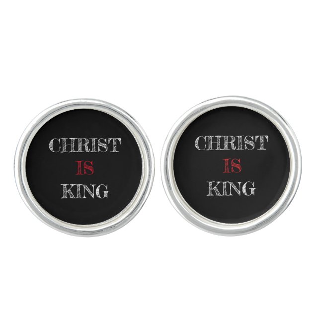 Christ IS King Black White Red  Cufflinks (Front)
