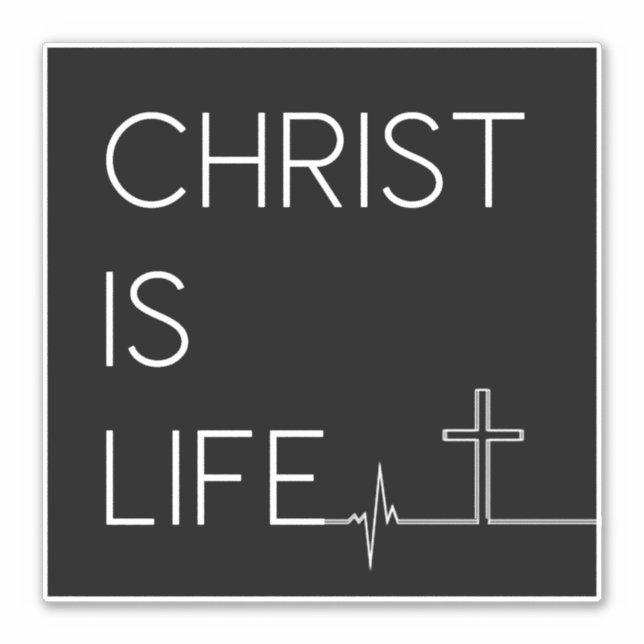 Christ Is Life Heartbeat Line and Cross Sticker (Front)
