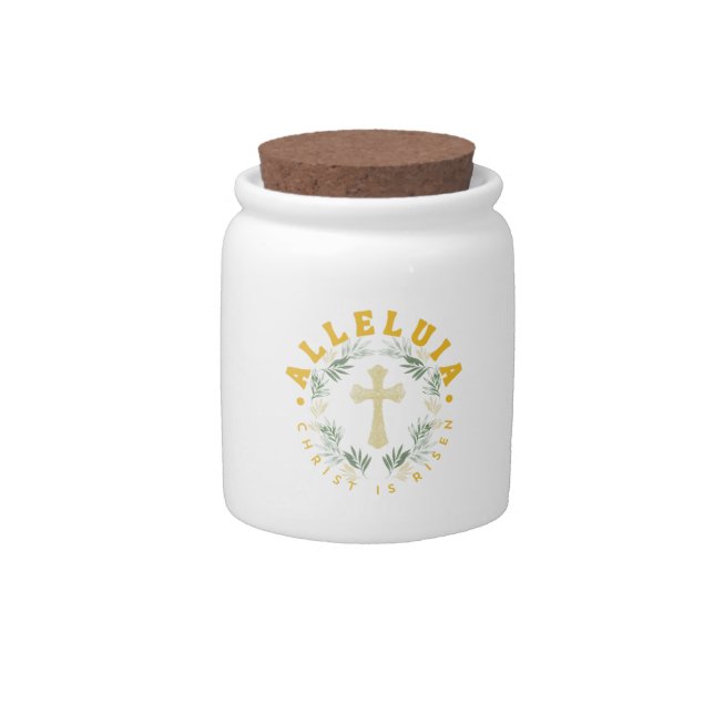 Christ is Risen Alleluia Easter Candy Jar (Front)