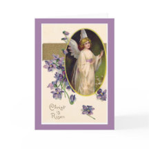 Christ is Risen Angel Violets Vintage