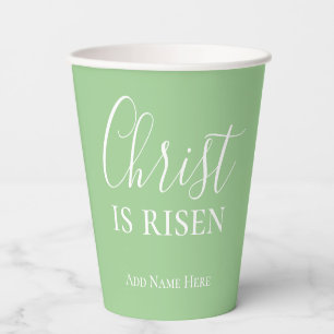 Christ is Risen Custom Green Christian Easter  Paper Cups