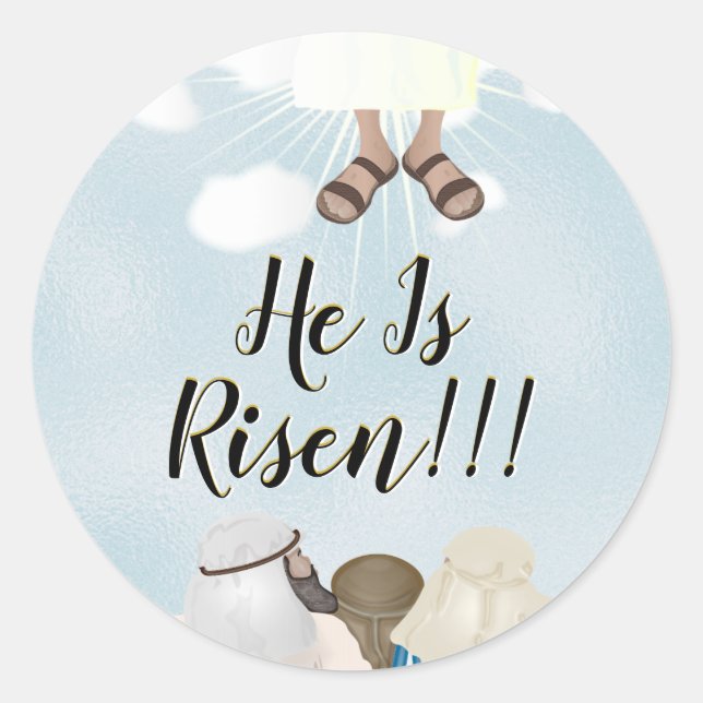 Christ Is Risen Easter Classic Round Sticker (Front)