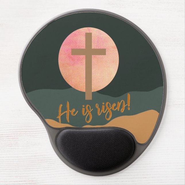 Christ is Risen Easter Cross Landscape Gel Mouse Pad (Front)