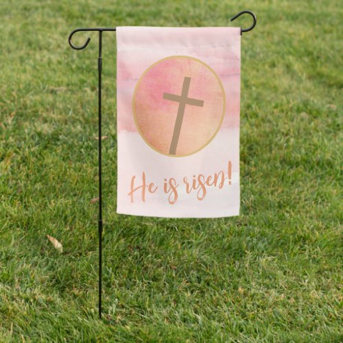 Christ is Risen Easter Cross Watercolor Garden Flag