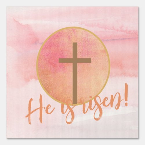 Christ is Risen Easter Cross Watercolor Sign