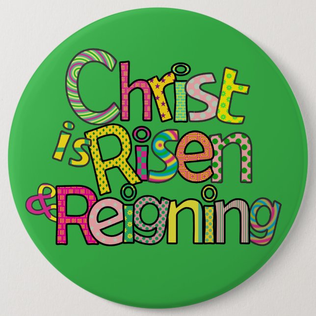 Christ is Risen Eng I 6x6 w/Easel Back  Button (Front)