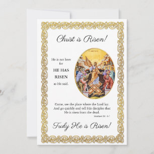 Christ is Risen! Gold Ornate Frame Pascha Card