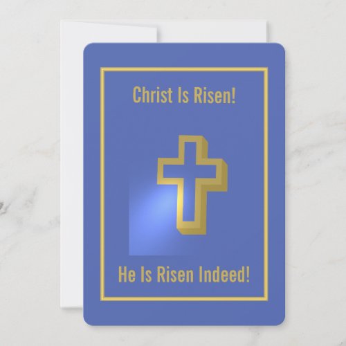 Christ is Risen Gold Religious Cross Iris Easter Holiday Card