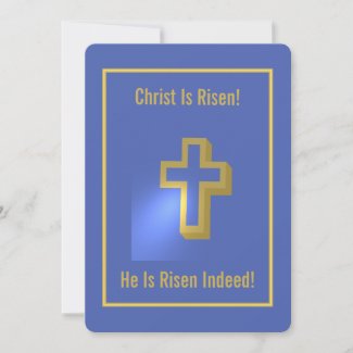 Christ is Risen Gold Religious Cross Lilac Easter