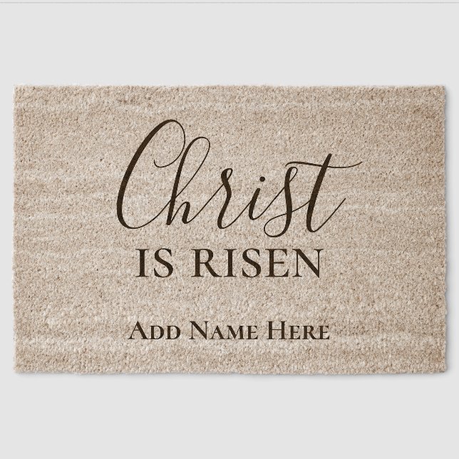 Christ is Risen | Personalized Christian Easter Fiber Doormat (Front)
