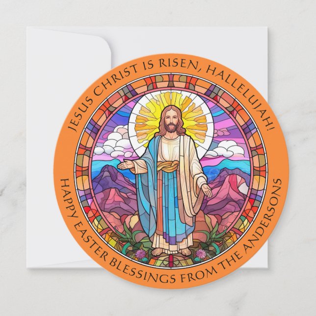 Christ Is Risen Religious Easter Blessings Holiday Card (Front)