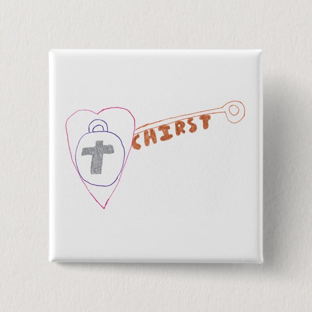 Christ is the Key Square Badge Button (Front)