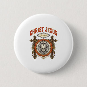 Christ Jesus Vintage Lion Faith Button
