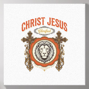 Christ Jesus Vintage Lion Faith Canvas Photo Tile