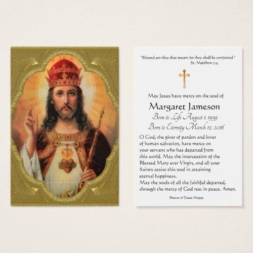 Christ King Catholic Funeral Memorial Holy Card