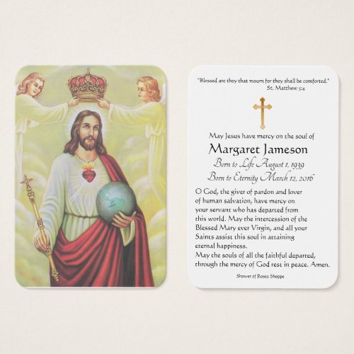Christ King Catholic Funeral Memorial Holy Card _