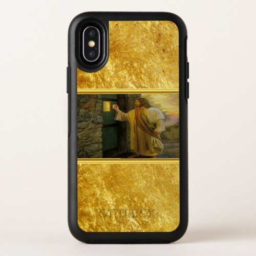 Christ Knocking on a Weathered Wooden Door Gold  OtterBox Symmetry iPhone X Case