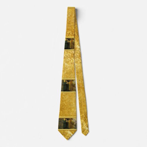Christ Knocking on a Weathered Wooden Door Gold  Tie