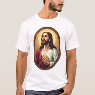 Christ Light Crest Vintage Engraving White Tee 2