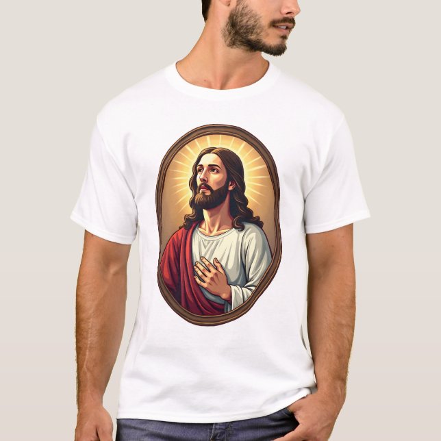 Christ Light Crest Vintage Engraving White Tee 2 (Front)