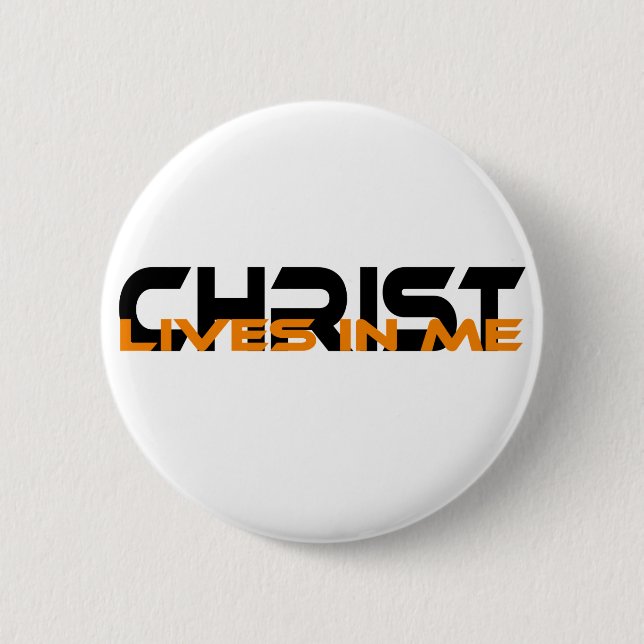 Christ lives in me Black Orange Pinback Button (Front)