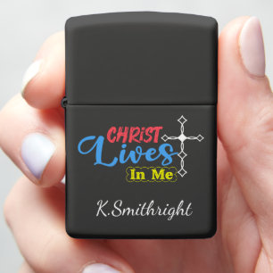 Christ Lives In Me Cross Zippo Lighter