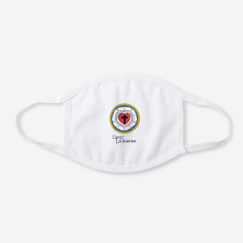 Christ Lutheran Church Luther Rose White Cotton Face Mask