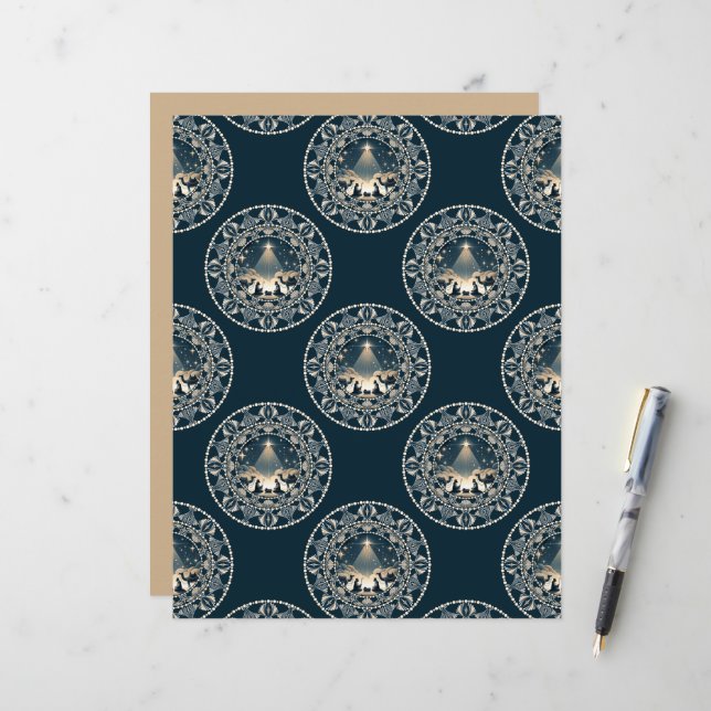 Christ Nativity Star of Wonder Polka Dot Mandala (Front/Back In Situ)