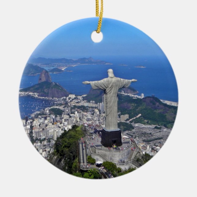 CHRIST ON CORCOVADO MOUNTAIN CERAMIC ORNAMENT (Front)