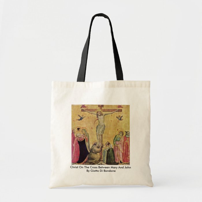 Christ On The Cross Between Mary And John Tote Bags