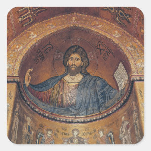 Christ Pantocrator and the Madonna Square Sticker